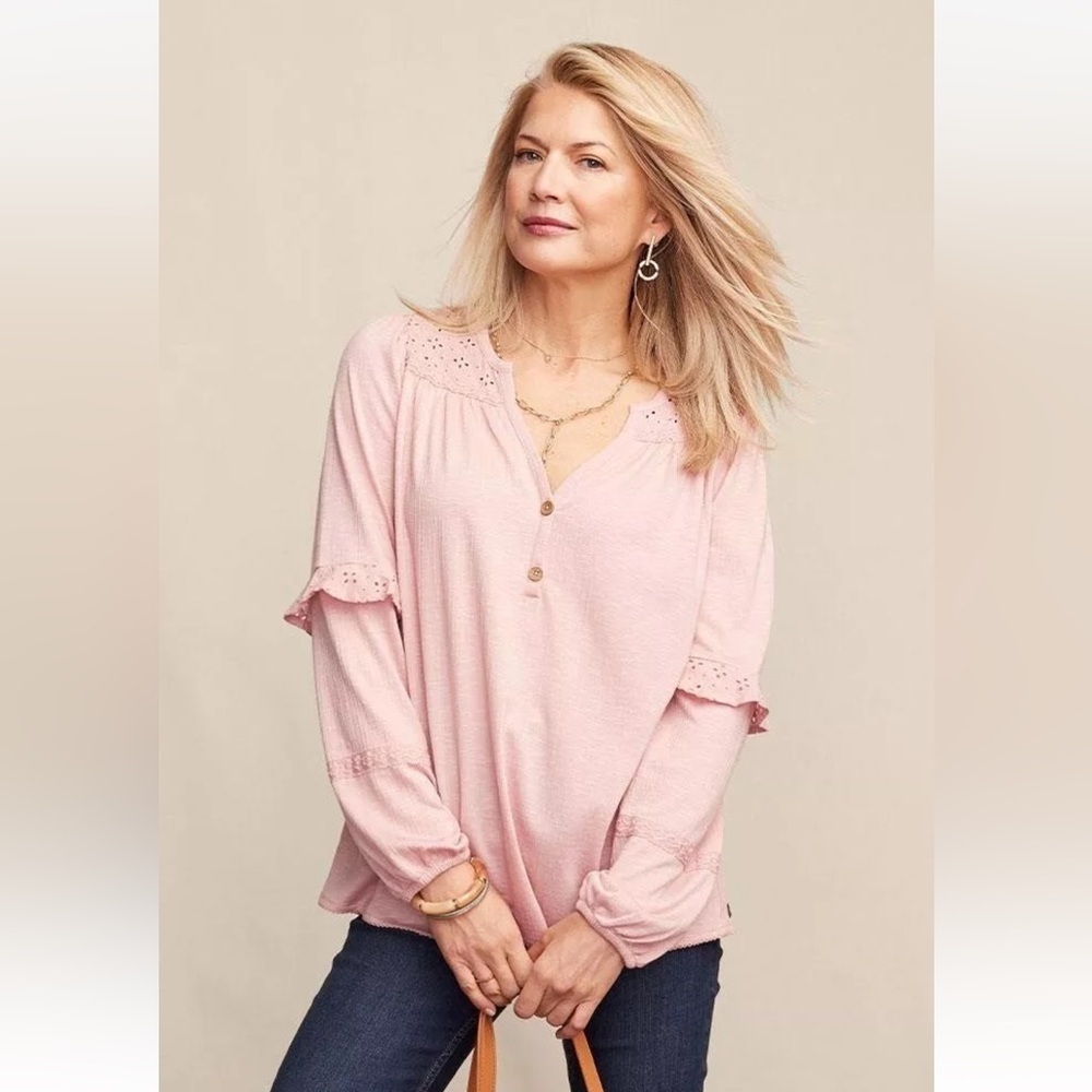Matilda Jane NWT Heart to Heart Possibilities Pink Knit Women's Top Sz S